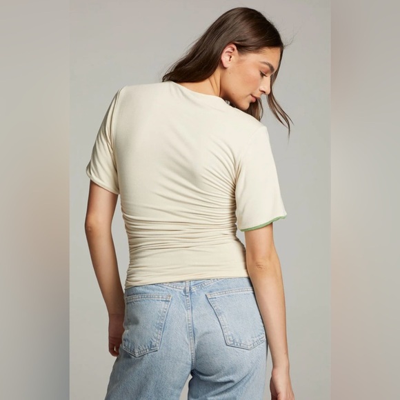 Chaser Sz S Ocala Whitecap Piquant REVERSIBLE Fitted Top REVERSES IVORY TO GREEN - Picture 4 of 16